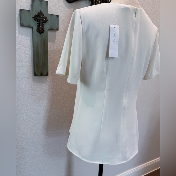 White Ann Taylor, size 2 Asymmetrical Peplum Blouse NEW WITH TAGS!!! - Picture 2 of 6